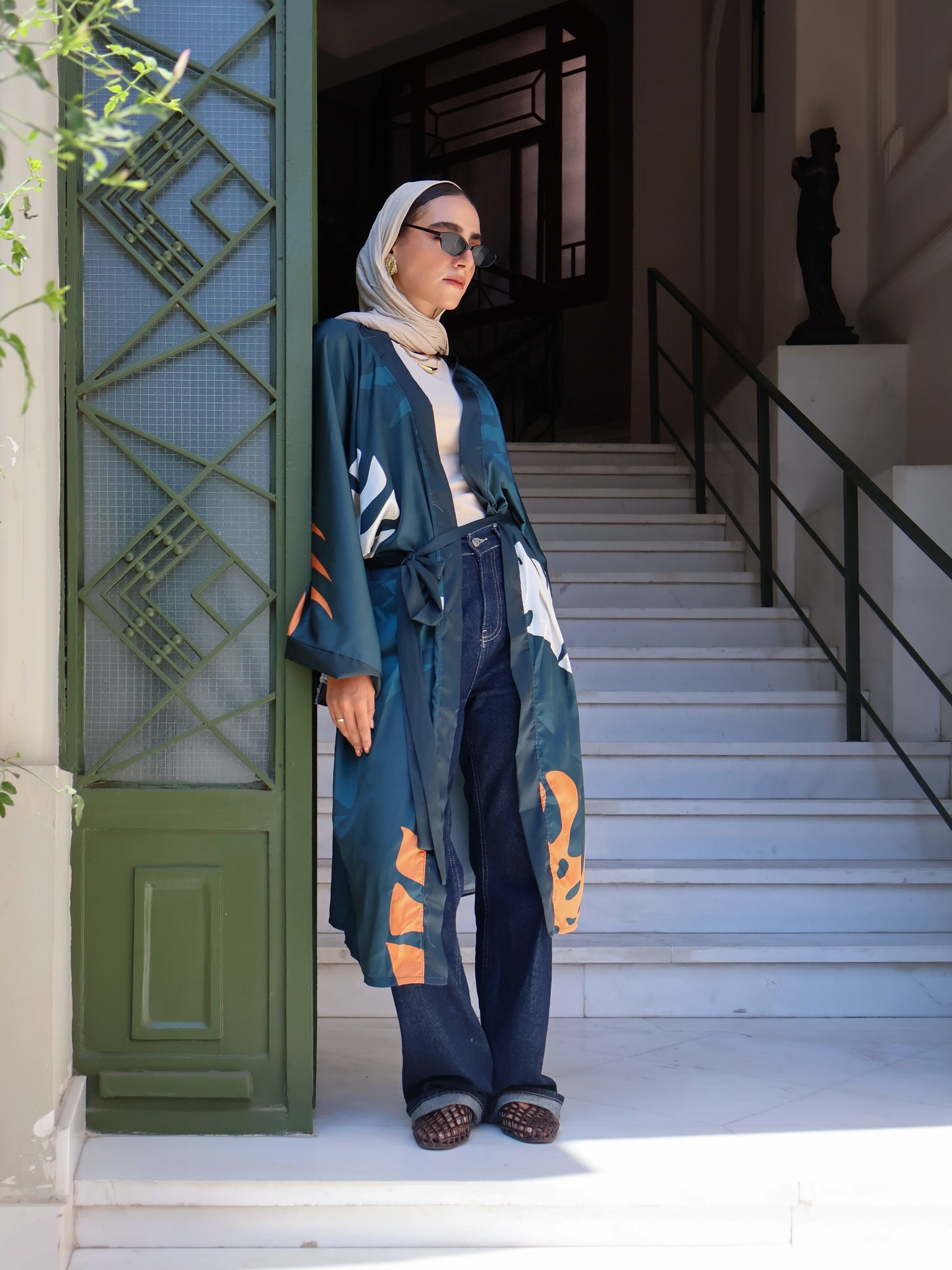 Nile Bloom Satin Kimono